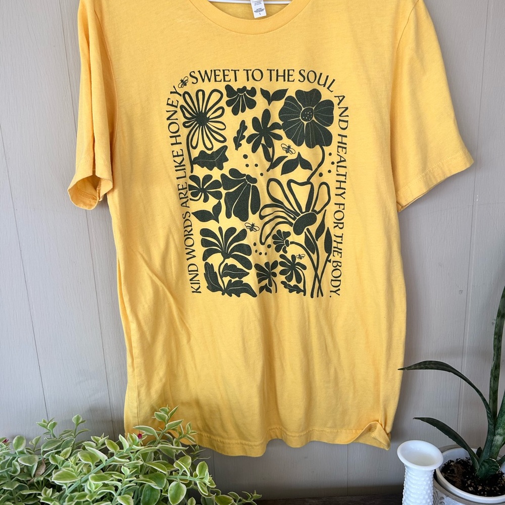 Bella Canvas proverbs 16:24Mustard Tee